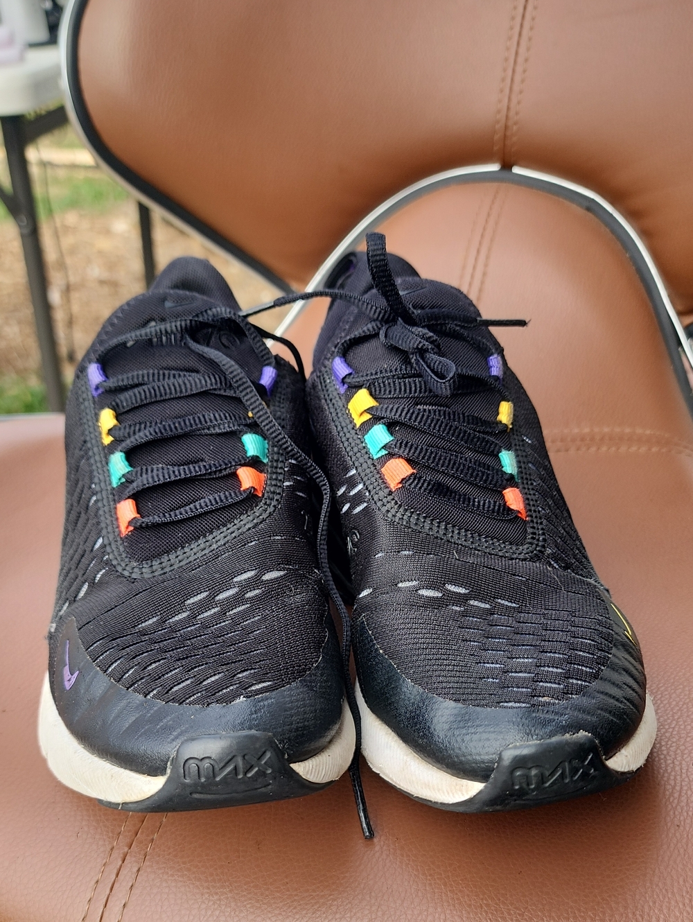 Nike Kids Black Sneakers with Rainbow Lace Eyelets